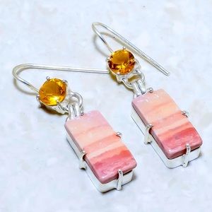 Banded Mookaite/Citrine Earrings